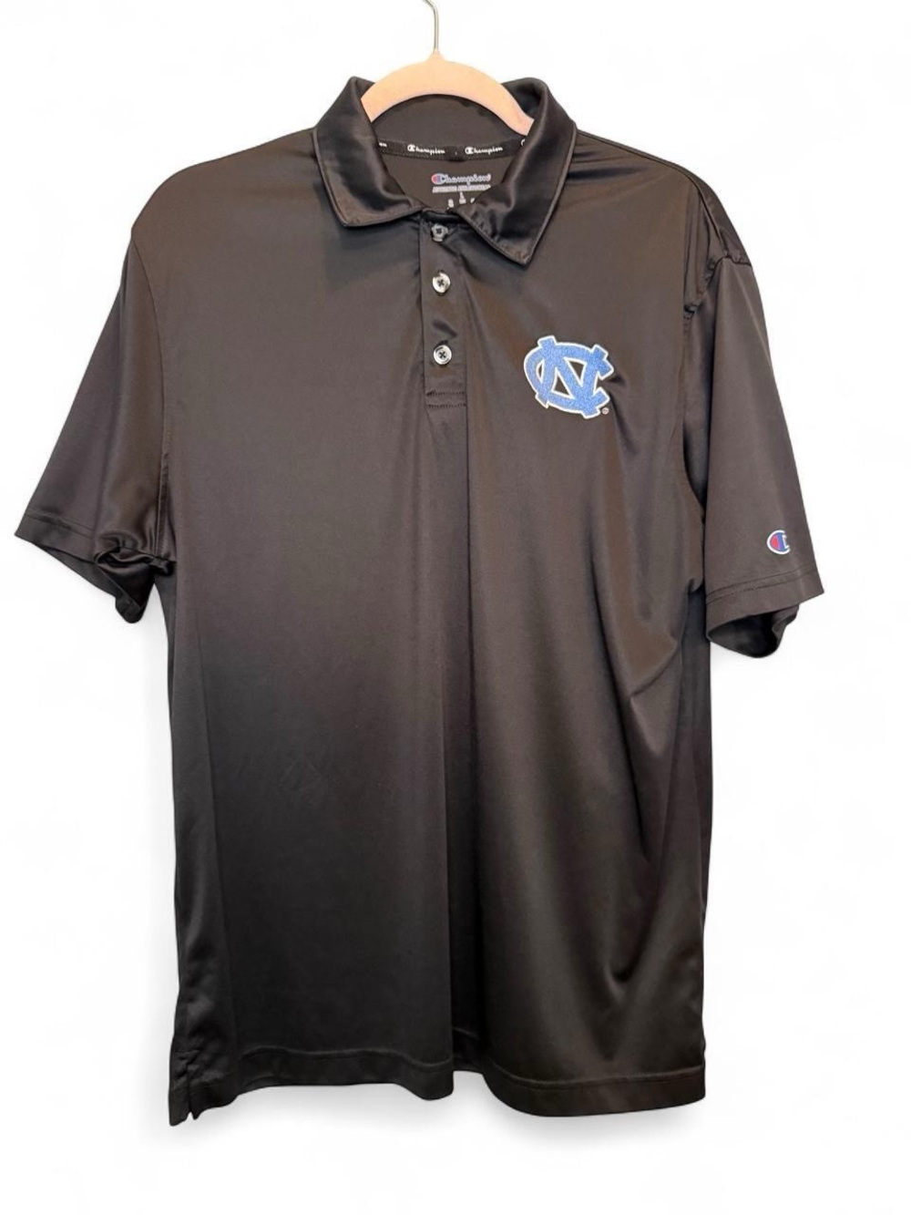Champion UNC Tar Heels Men's Black Polo Shirt Size Large Activewear Game Day